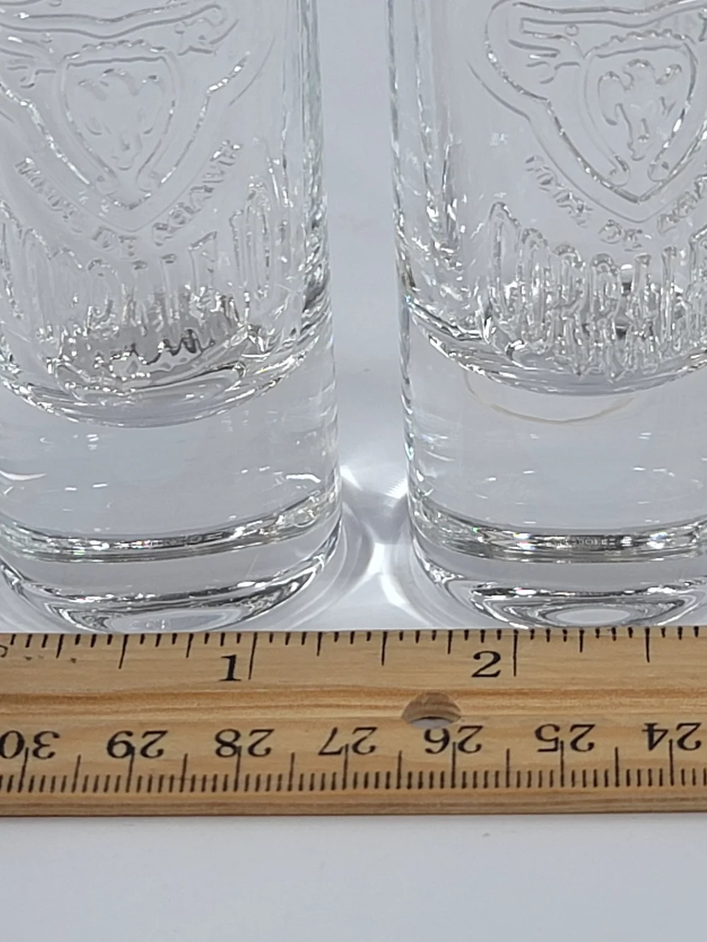 SET of 2 CORRALEJO TEQUILA EMBOSSED LOGO & SIGNATURE  TALL SHOT GLASSES -VINTAGE